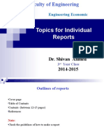 Topics For Individual Reports: Engineering Economic