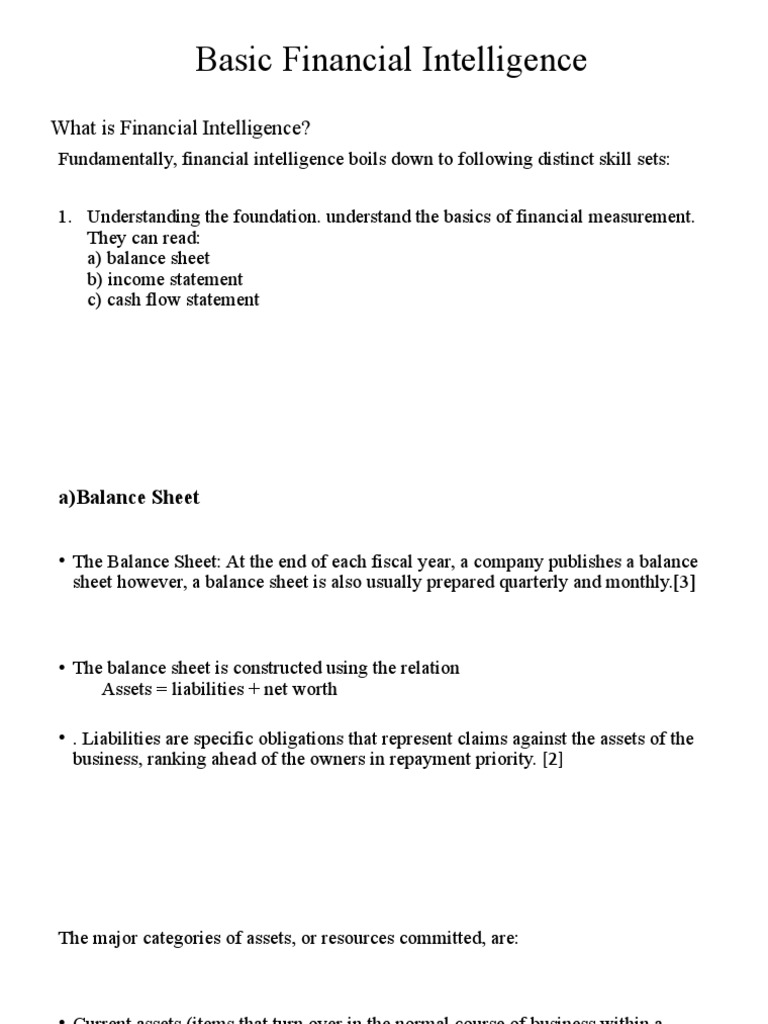 Basic Financial Intelligence of IT Professionals | PDF | Balance Sheet ...