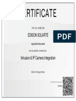 Edison Solarte Certificate for Intrusion & IP Camera Training