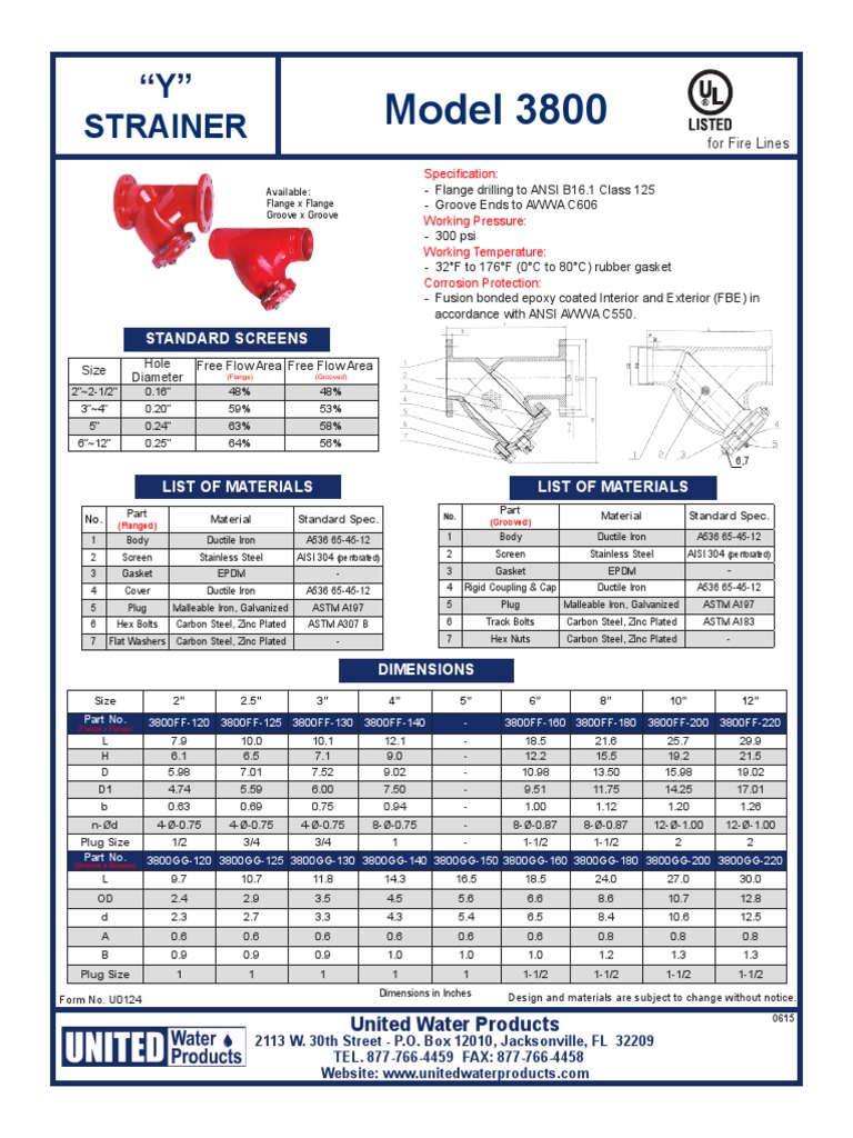 UL Listed Y Strainer - 300 Psi - Fire Protection - Model 3800 | PDF ...