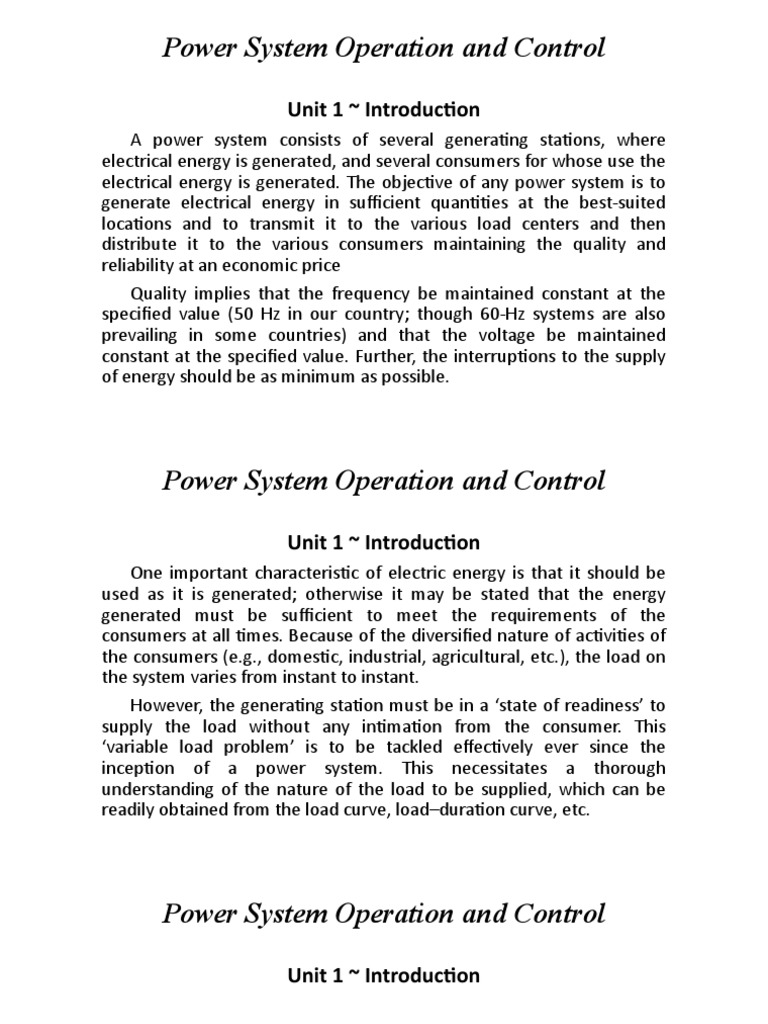 Power System Operation Overview | PDF | Kilowatt Hour | Power Station