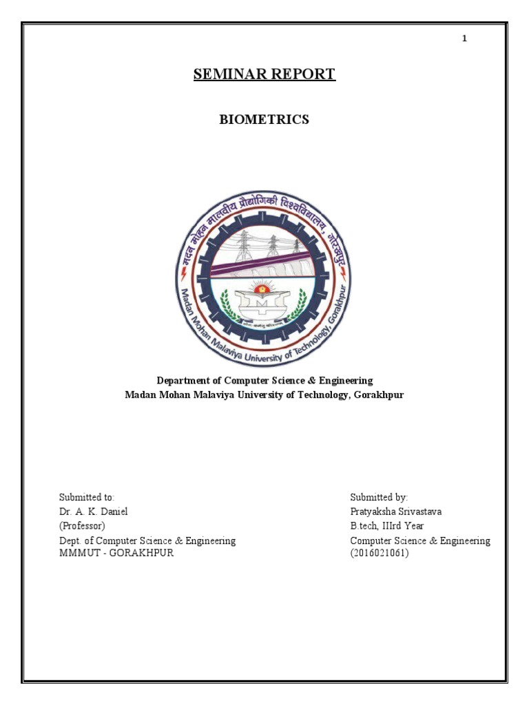 Seminar Report Biometrics PDF Biometrics Authentication