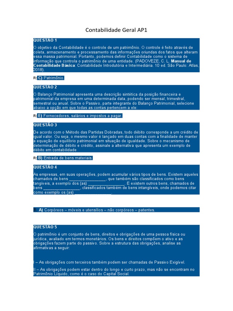 Contabilidade Geral AP1 | PDF | Balancete | Contabilidade, image size:768x1024