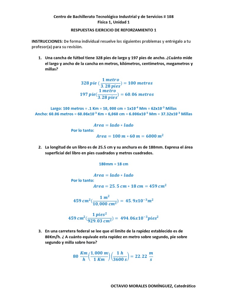 Cuanto Equivale 1 Milla En Kilometros Respuestas Ejercicio de Reforzamiento 1 PDF | PDF