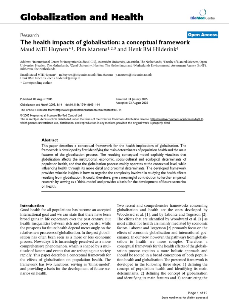 Globalization and Health: The Health Impacts of Globalisation: A ...