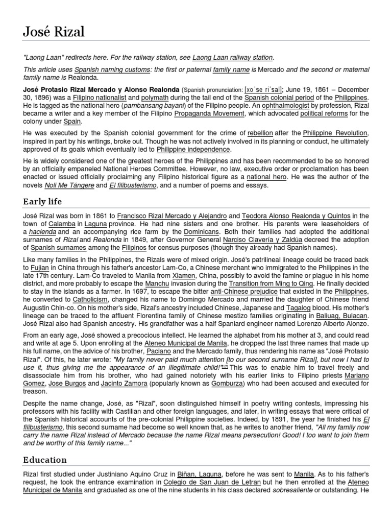 José Rizal PDF | PDF | Philippines