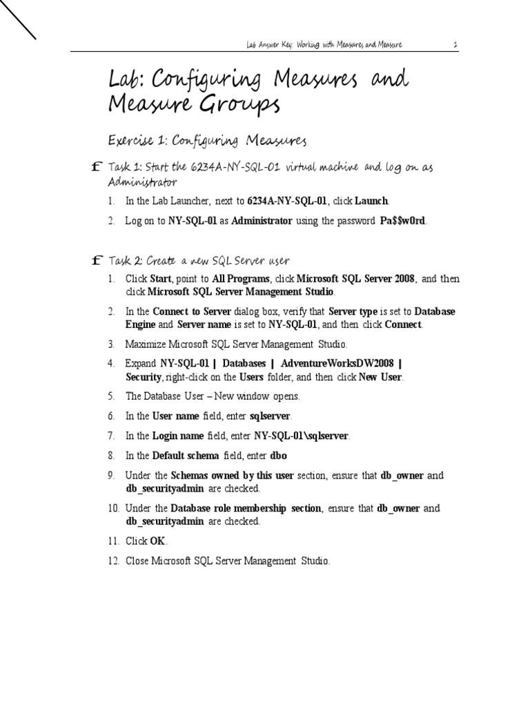 SQL Server Measures Configuration Lab | PDF