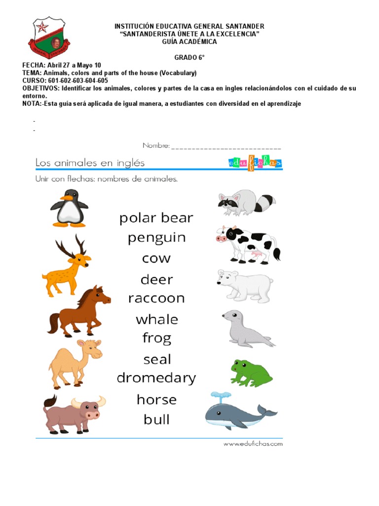 Hojas De Trabajo Para Inglés De Sexto Grado