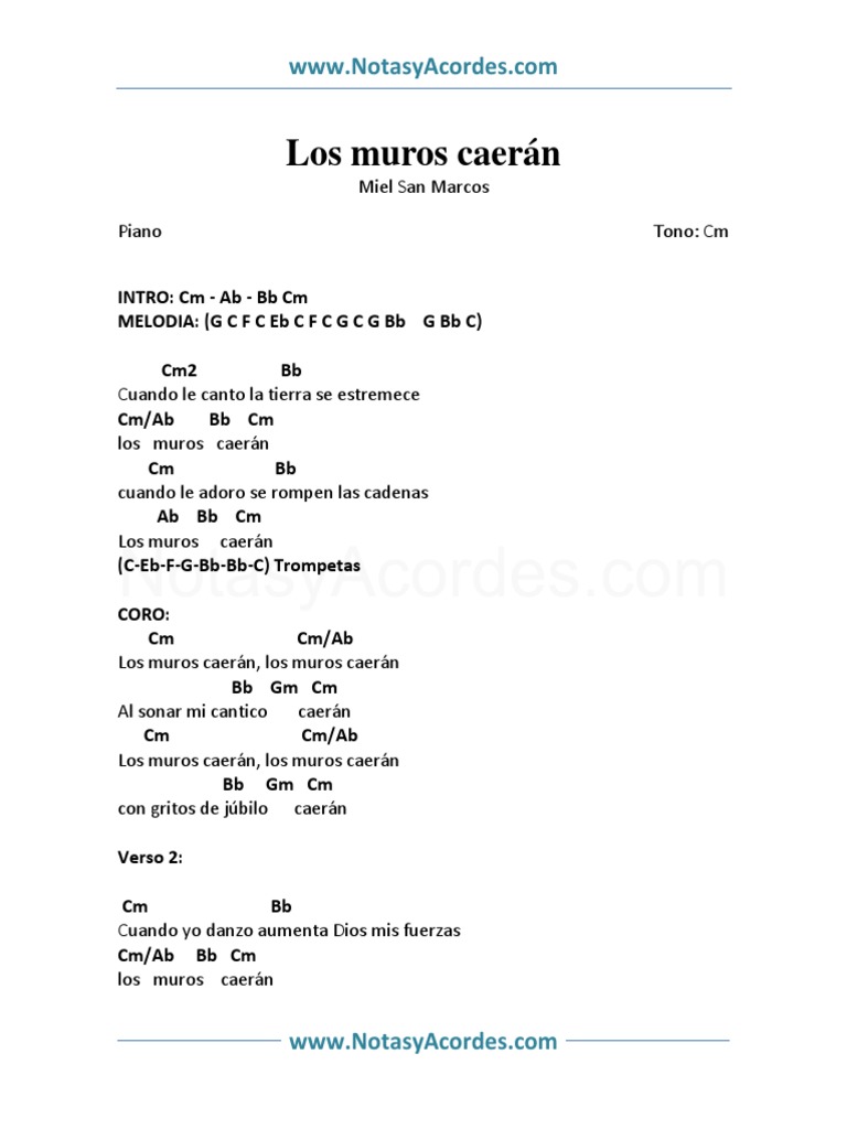 Acordes y letra: Los muros caerán | PDF