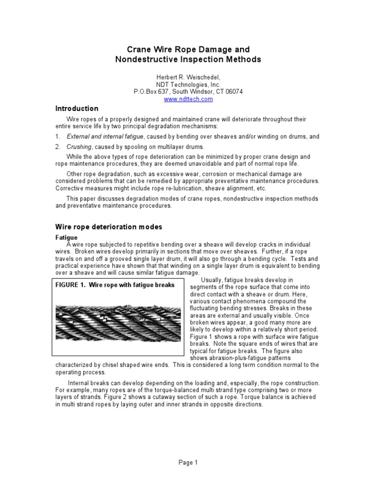 Crane Wire Rope Damage Inspection Guide | PDF | Technology ...