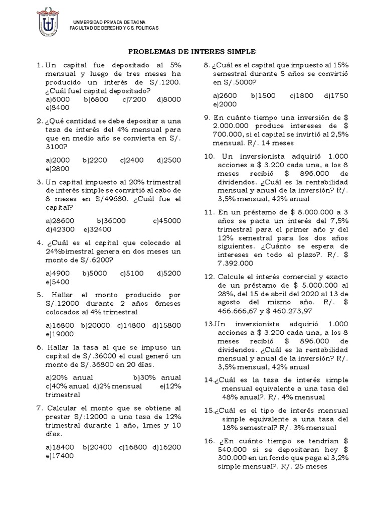 Problemas de Interes Simple | PDF