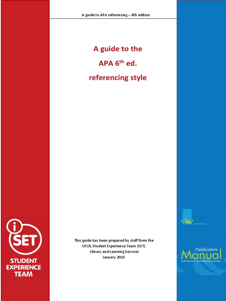 A Guide To The Apa 6 Ed. Referencing Style | PDF