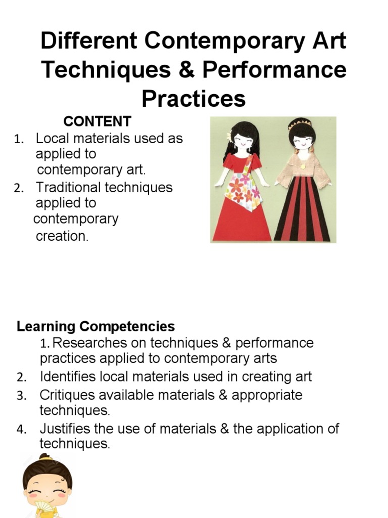3different Contemporary Art Techniques Performance Practices