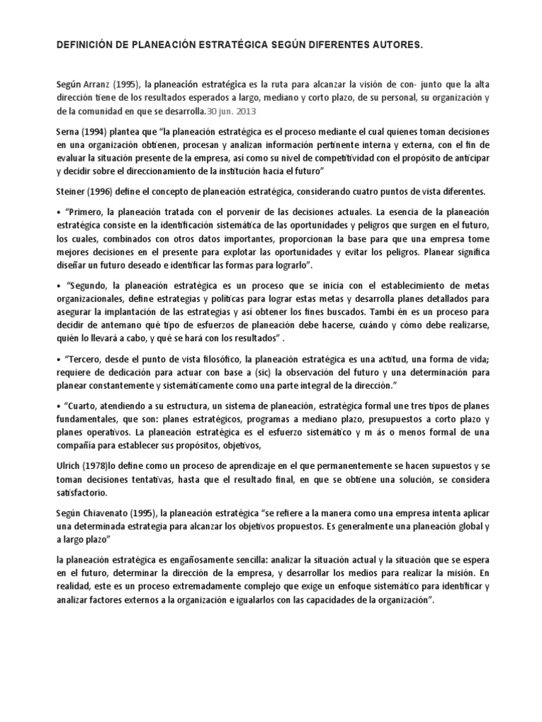 Definición de Planeación Estrategica | PDF | Crecimiento personal y ...