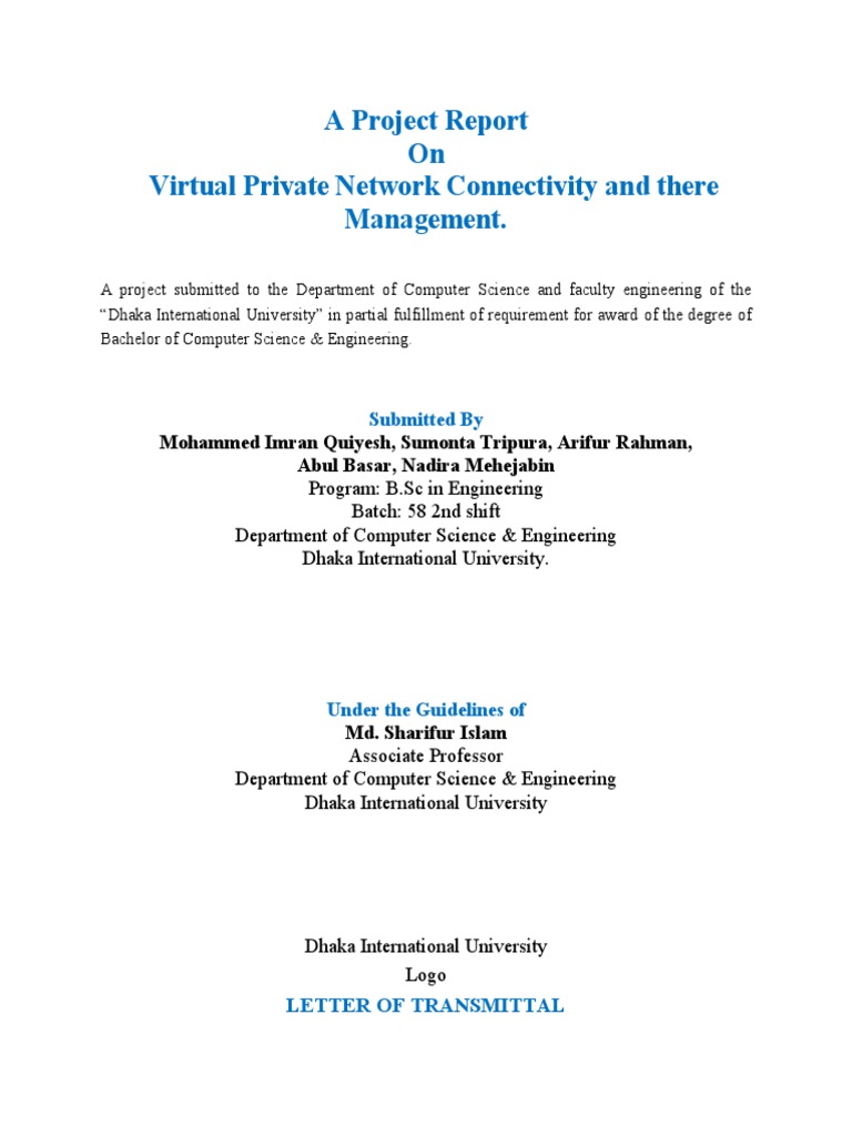 A Project Report On Virtual Private Network Connectivity and There ...