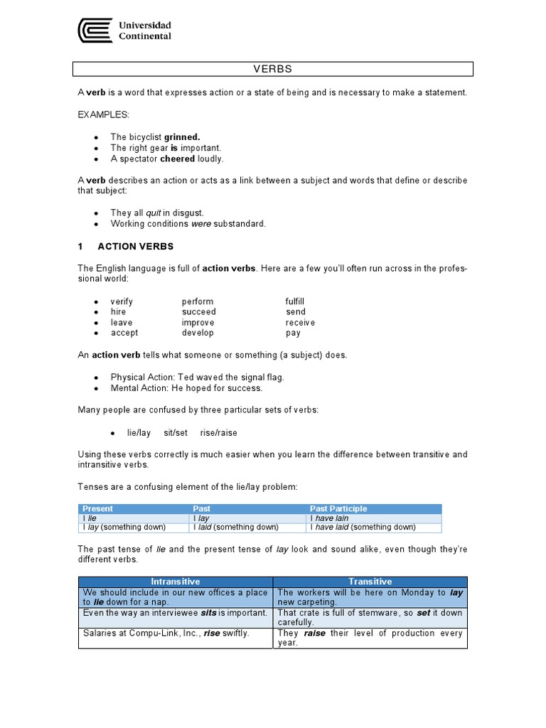 Understanding English Verbs and Their Types | PDF | Language Arts ...
