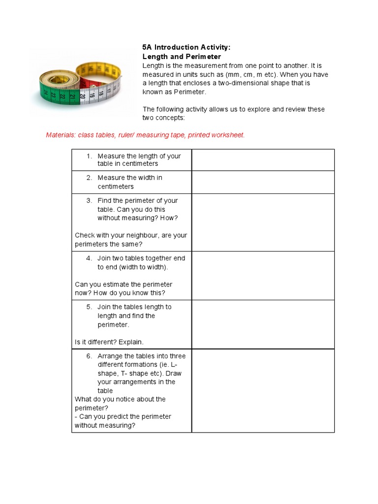 5a Introduction Length and Perimeter | PDF