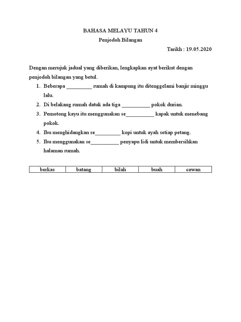 Penjodoh Bilangan Tahun 4 Pdf