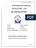RC Oscillator: Linear Integrated Circuits & Applications Lab