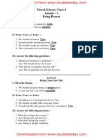 CBSE Class 1 Moral Science Worksheet PDF