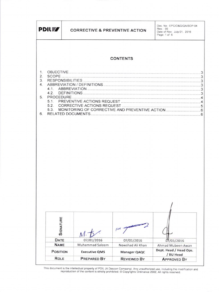 QA-SOP-04 - Corrective & Preventive Action PDF | PDF