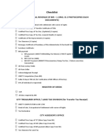 Checklist: Bureau of Internal Revenue (If Bir - 1 Orig. & 2 Photocopies Each Documents)