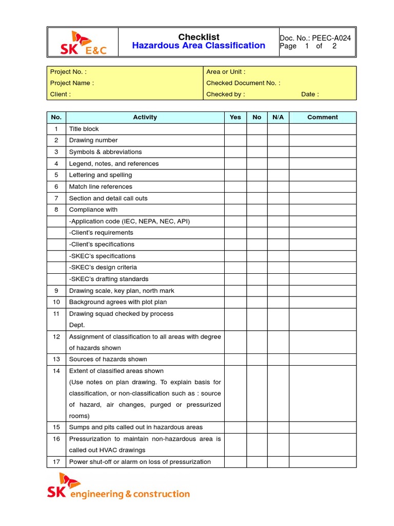 PEECA024 Checklist Hazardous Area Classification PDF PDF