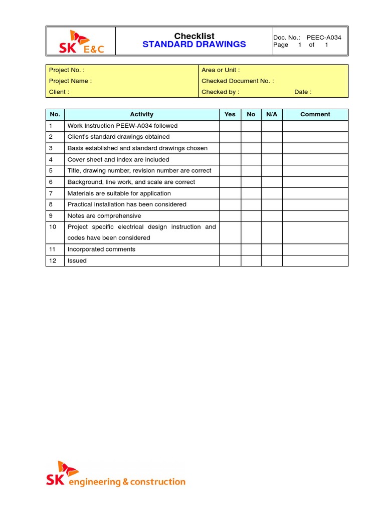 Standard Drawings Checklist Template | PDF | Technology & Engineering