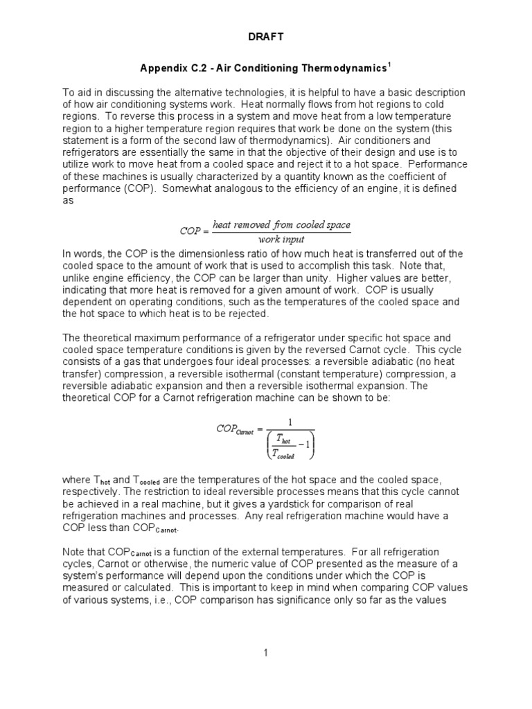 Air Conditioning Thermodynamics 1 PDF Enthalpy Refrigeration