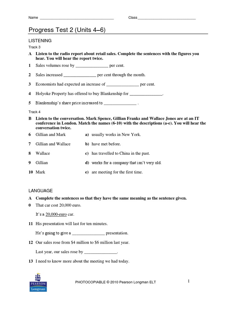 Progress Test 2 (Units 4 - 6) : Listening | PDF | Advertising | Euro