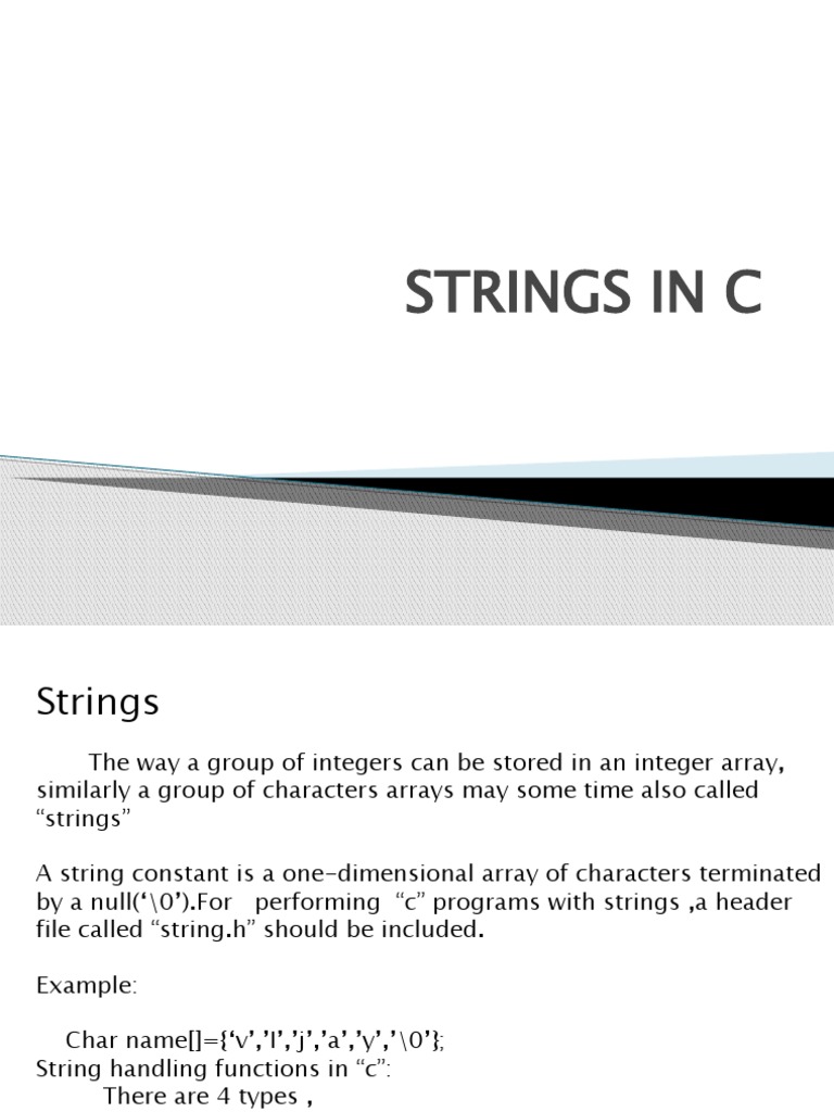 STRINGS IN C - Slides | PDF