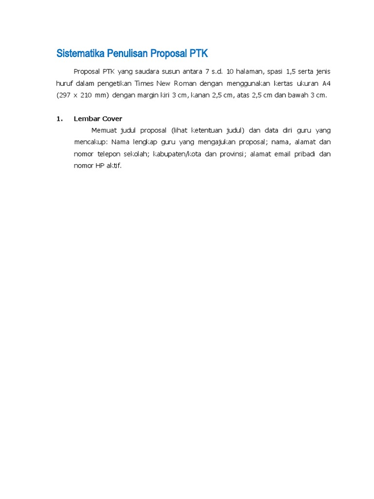 Sistematika Penulisan Proposal PTK | PDF | Karier & Perkembangan | Seni