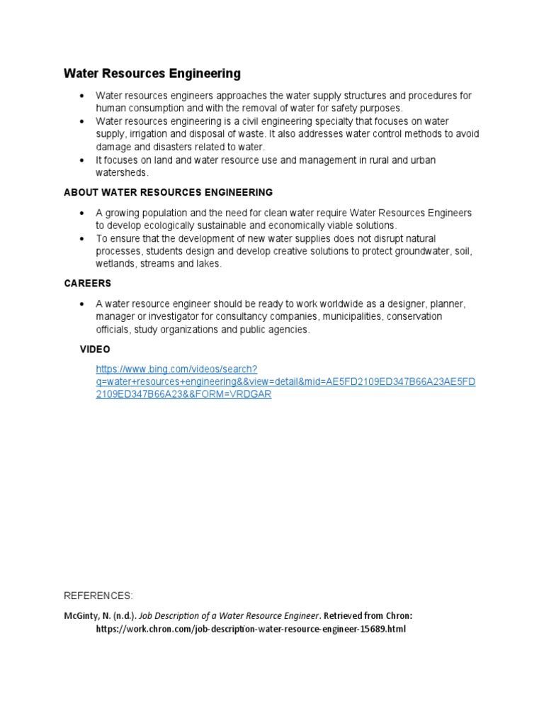 Water Resources Engineering Overview | PDF