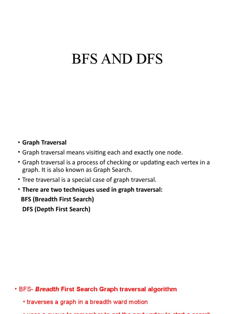 Graph Traversal Algorithms: BFS and DFS | PDF | Algorithms And Data ...
