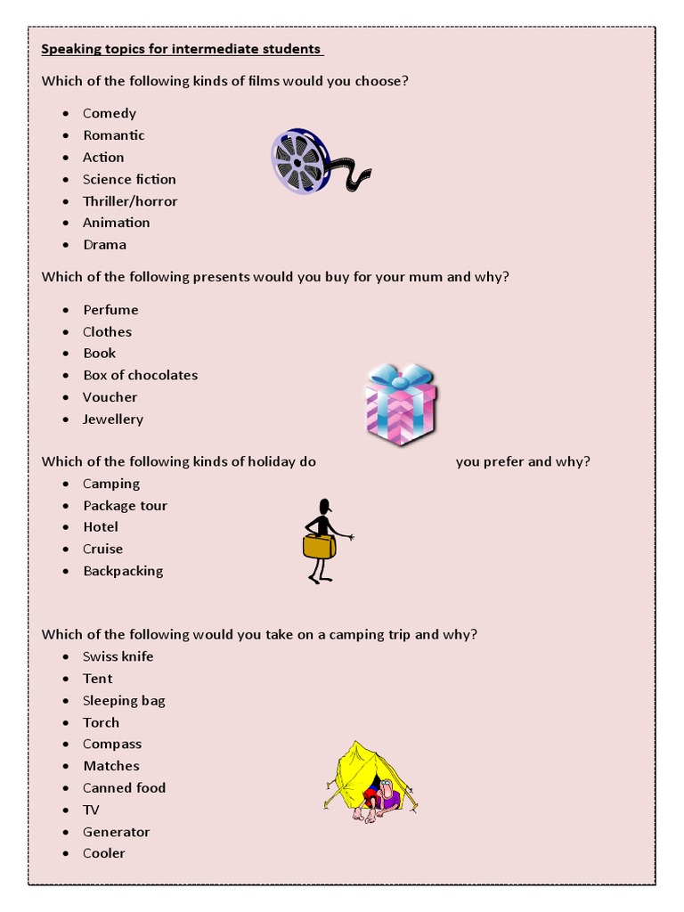 Speaking Topics For Intermediate Students | PDF