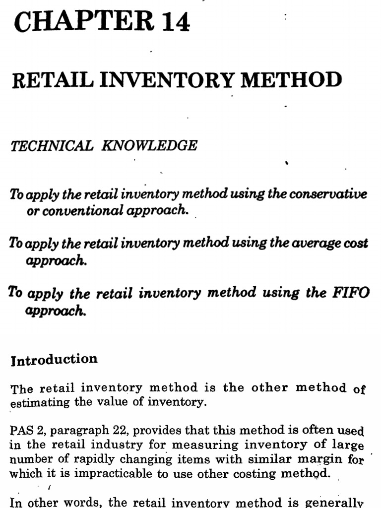 Chapter 14 - Retail Inventory Method PDF | PDF