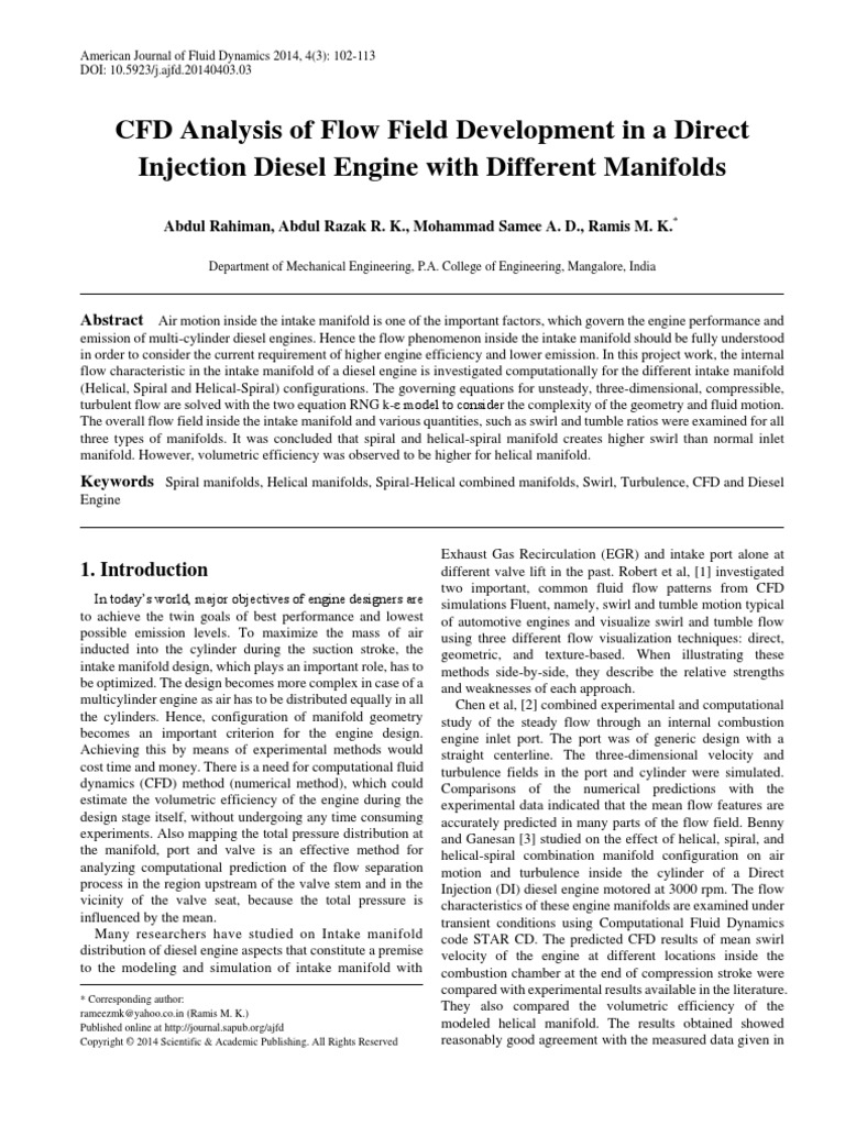 CFD Analysis of Flow Field Development I PDF | PDF