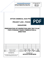 Afton Chemical Asia Pte LTD Project Lion - Phase 2 Singapore Preparation of Inspection and Test Plan For Storage Tanks Fabrication & Erection