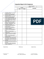 Monthly Inspection Report of Air Compressor