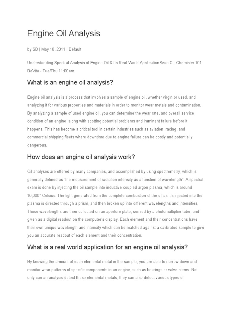 Engine Oil Analysis PDF