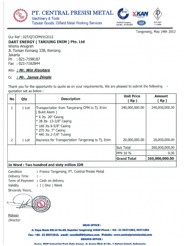 Quotation Transportation PDF