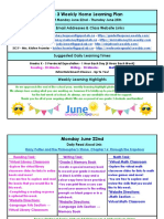 June 22 - June 25 - Grade 3 Weekly Home Learning Plan