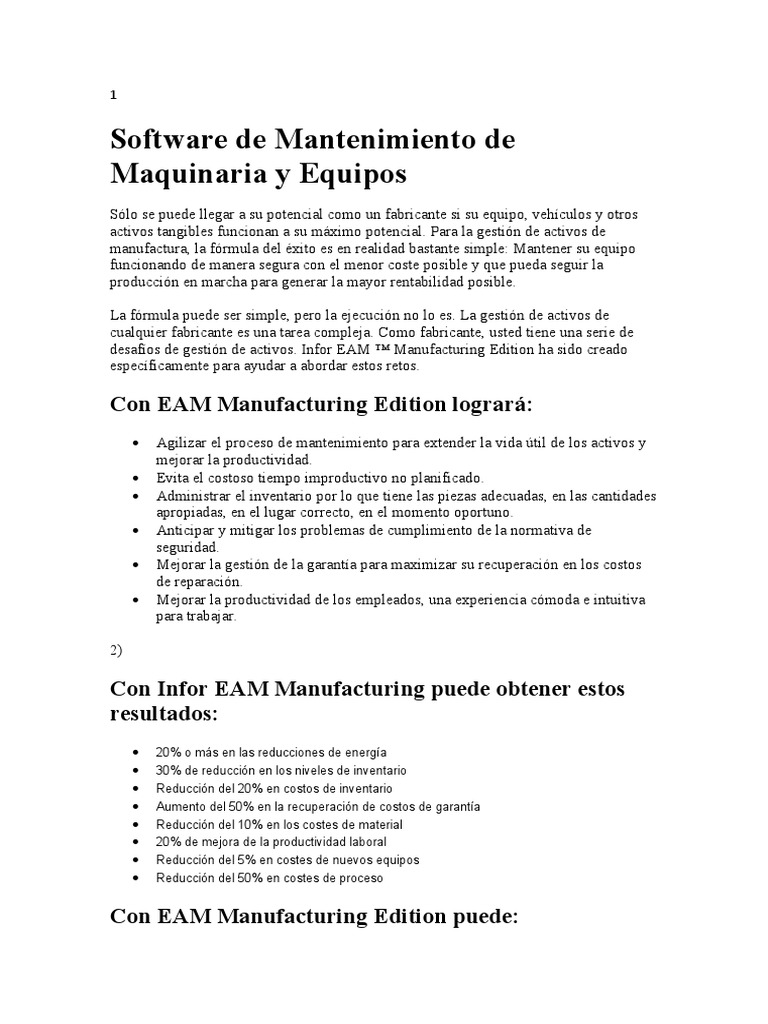 Software EAM para Mantenimiento Eficiente | PDF