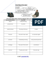 A Sheet I Need It by Friday at The Latest: Fill Out The Table Below Using The Dialogue Above As A Guide
