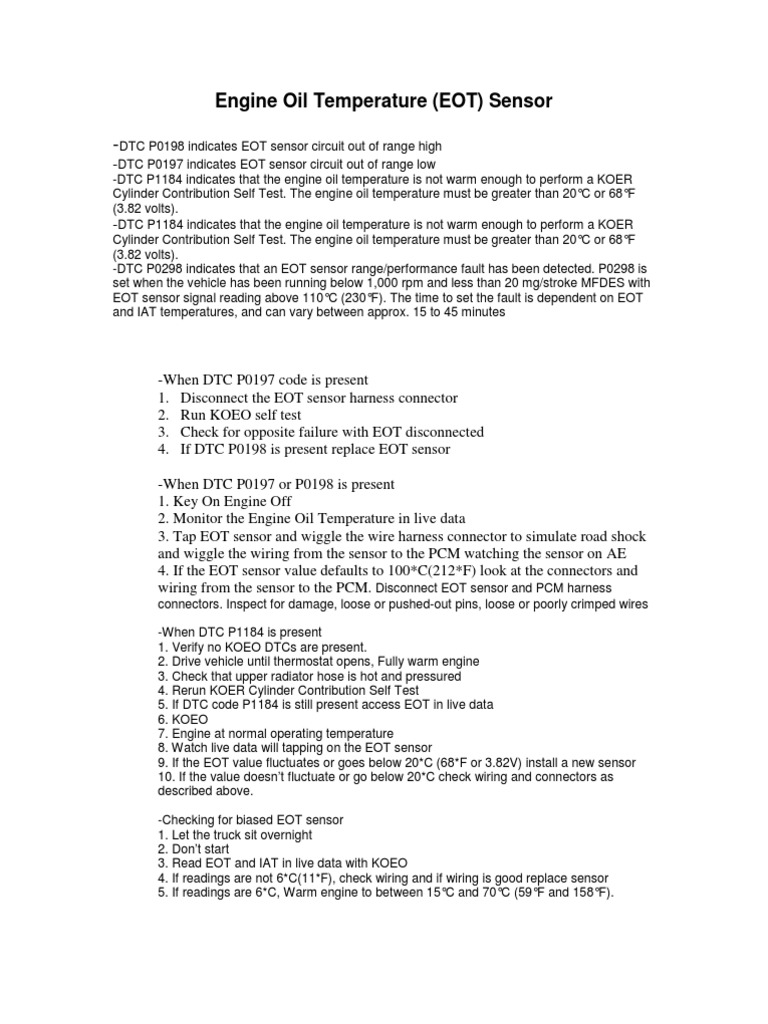 Engine Oil Temperature PDF Electrical Connector Motor Oil