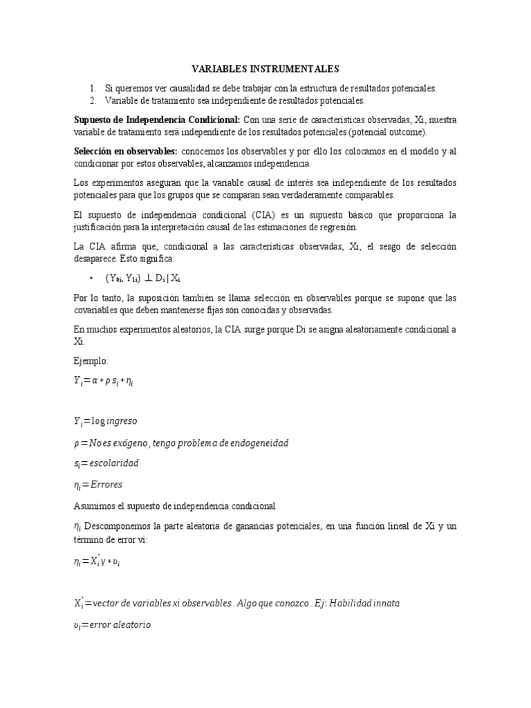 Variables Instrumentales | PDF