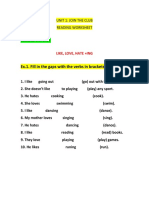 Ex.1. Fill in The Gaps With The Verbs in Brackets:: Unit 1: Join The Club Reading Worksheet