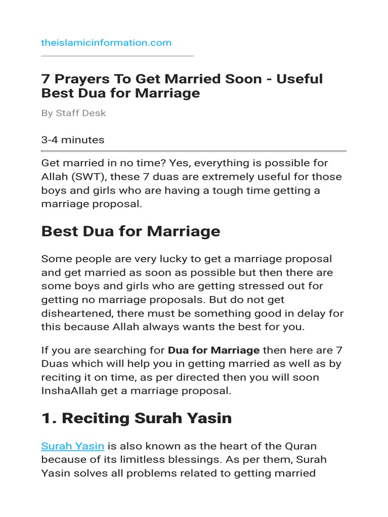 7 Prayers To Get Married Soon Useful Best Dua For Marriage Surah Islamic Ethics