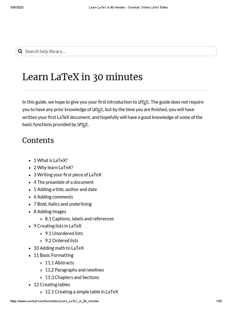 Learn LaTeX in 30 Minutes Overleaf, Online LaTeX Editor PDF
