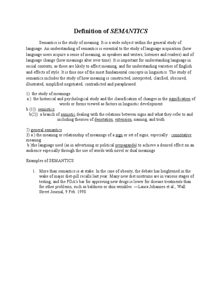 Understanding Semantics in Linguistics | PDF